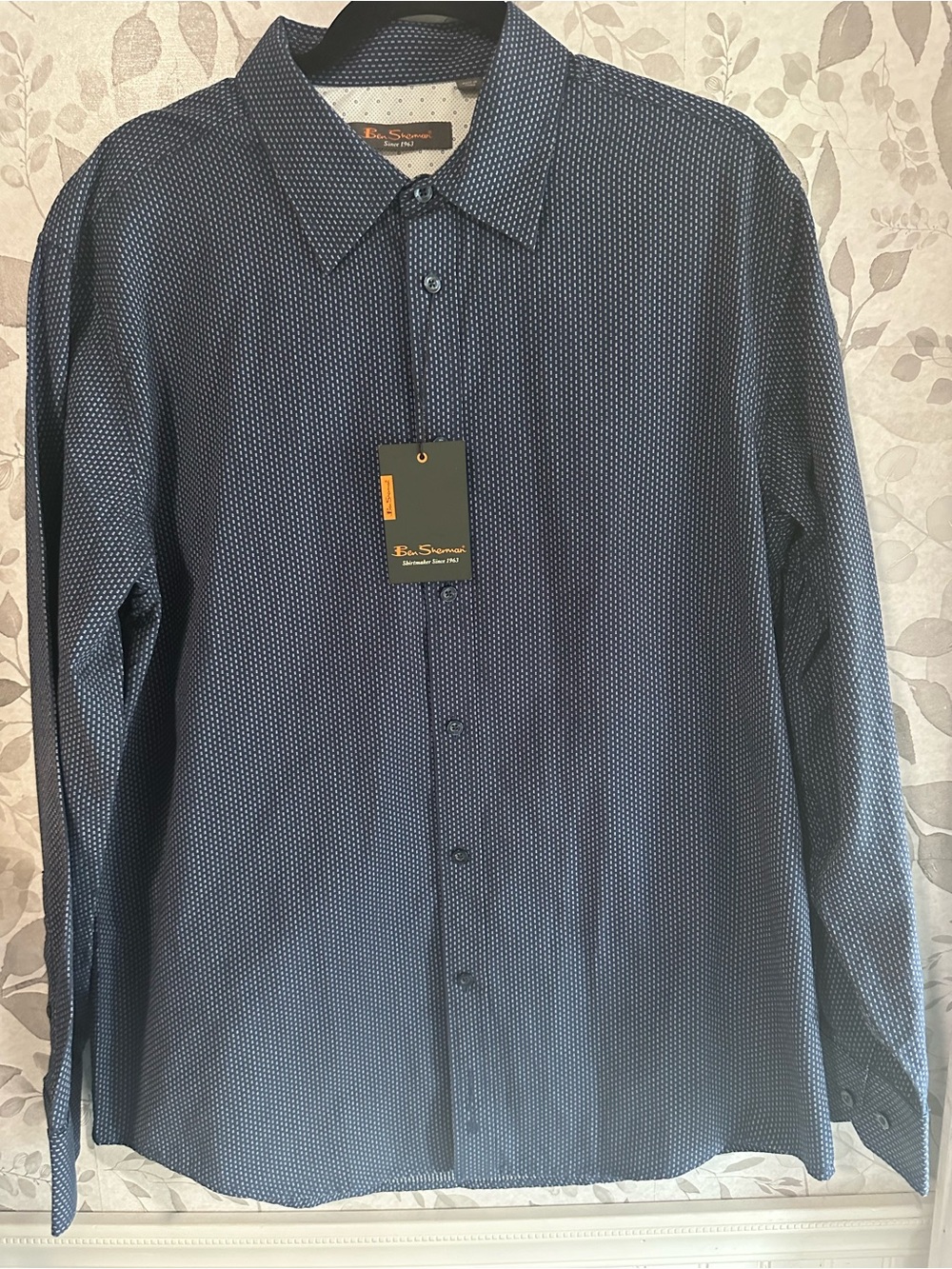 Ben Sherman Navy Microdot Long Sleeve Button-Down Shirt